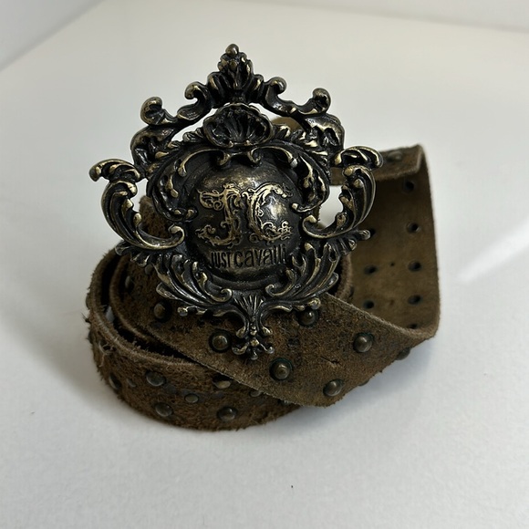 ROBERTO CAVALLI / JUST CAVALLI VINTAGE DISTRESSED BELT BROWN AND DARK GOLD - Picture 3 of 7